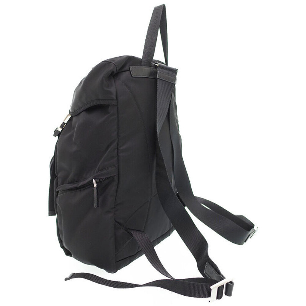 Prada triangle Black enamel ReNylon backpack flap logo